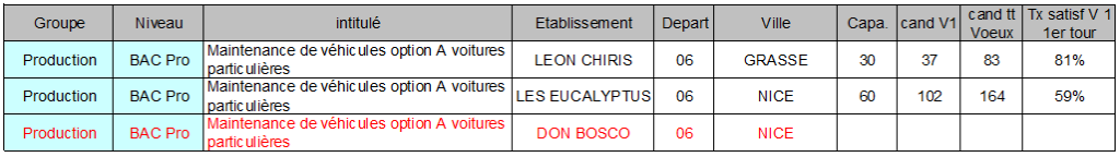 BAC Pro maintenance de vehicules option A voitures particulieres 06