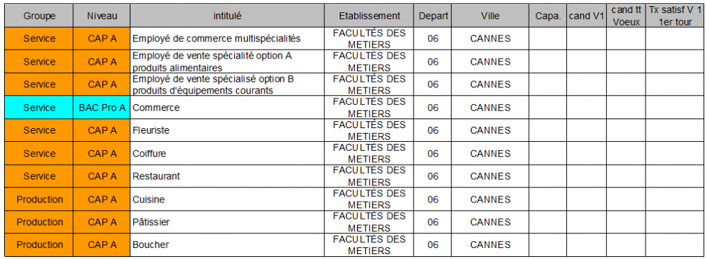 faculté des métiers CANNES